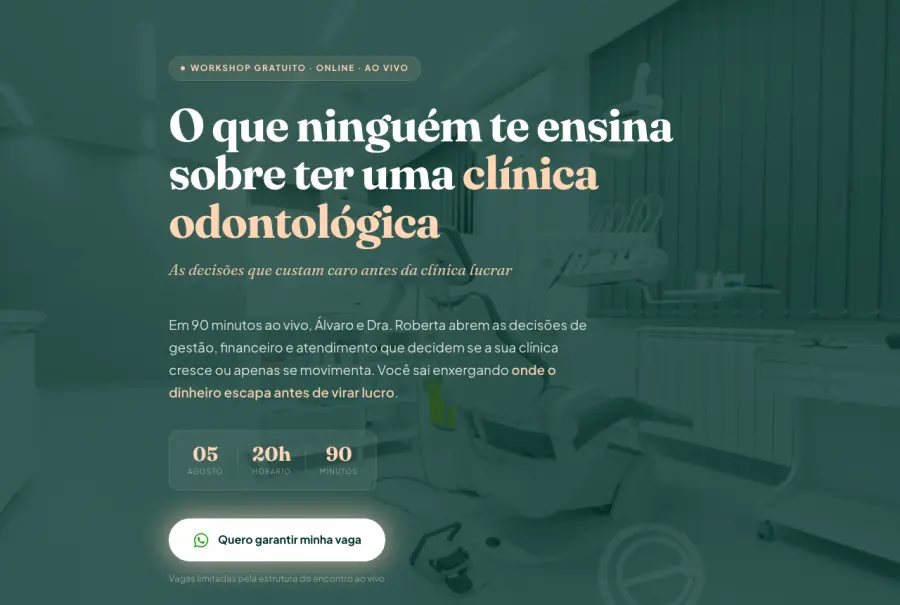 Página de vendas de aluno: Odontologia