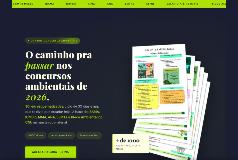 Página de vendas de aluno: Concursos