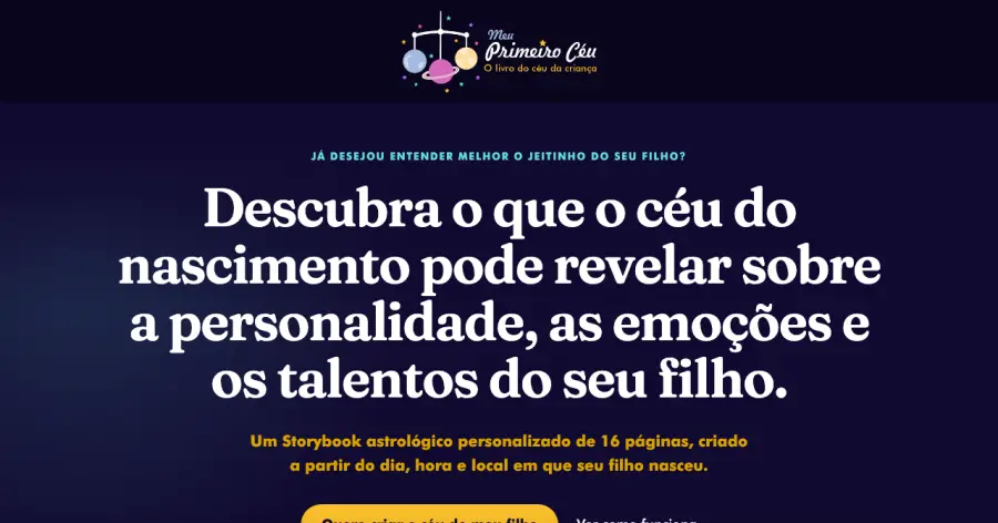Página de vendas de aluno: Astrologia infantil