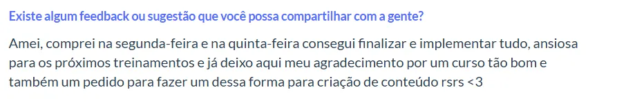 Print de feedback de aluno 2