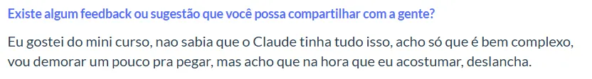 Print de feedback de aluno 16