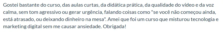 Print de feedback de aluno 9