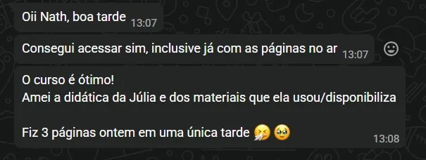 Print de feedback de aluno 1