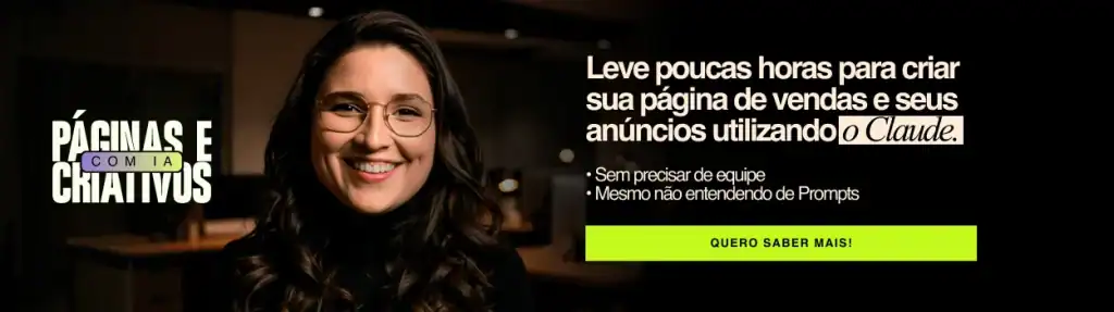 Página de Vendas e Criativos com IA, curso de Júlia Wolf Cruz